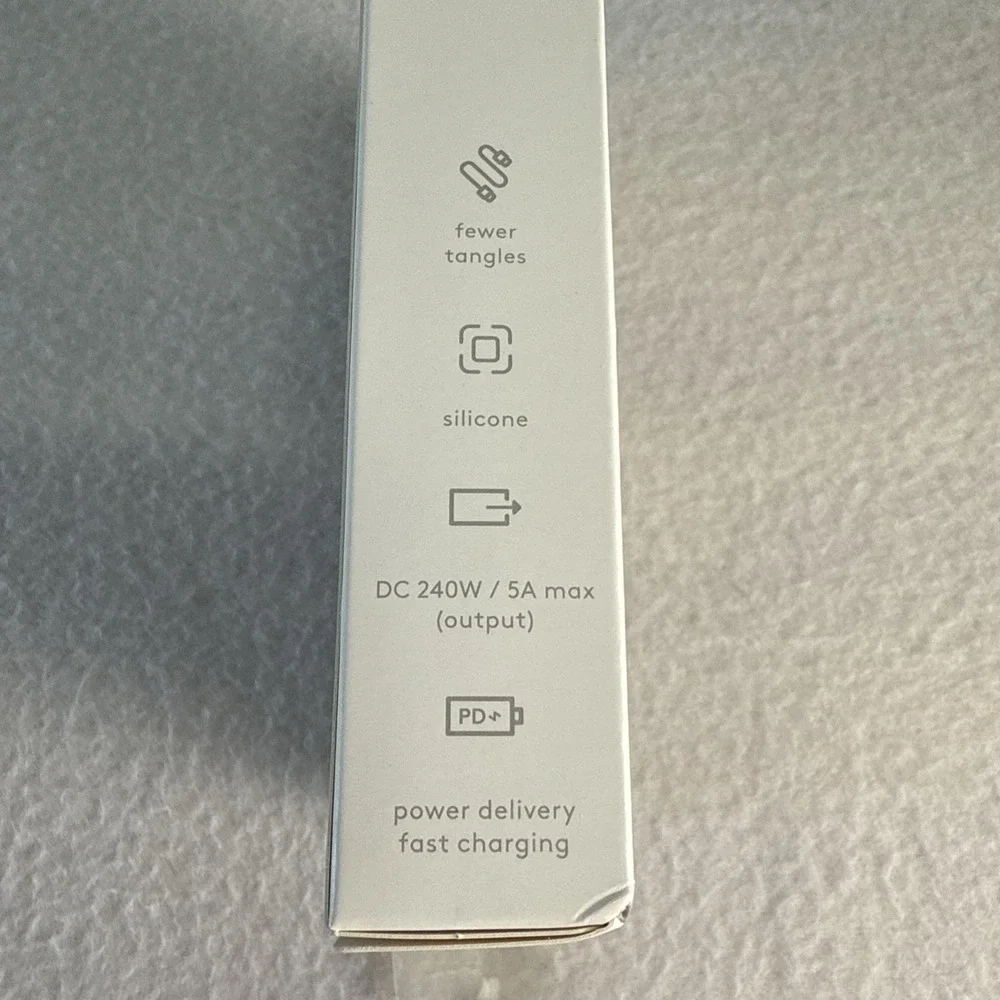 6' USB-C to USB-C Fast Charging Silicone Cable - heyday‎ White Clay